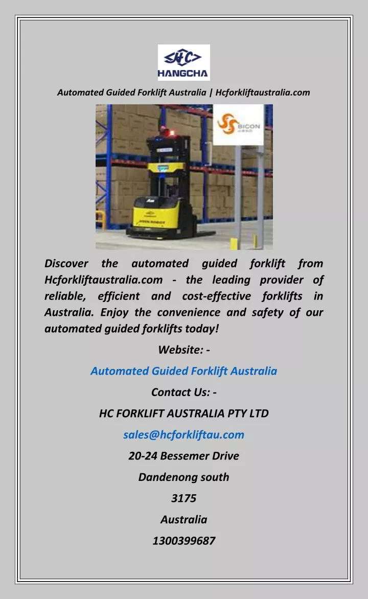 automated guided forklift australia