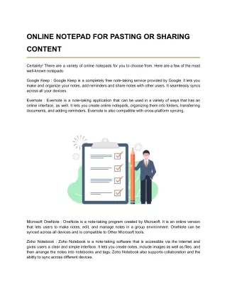 ONLINE NOTEPAD FOR PASTING OR SHARING CONTENT