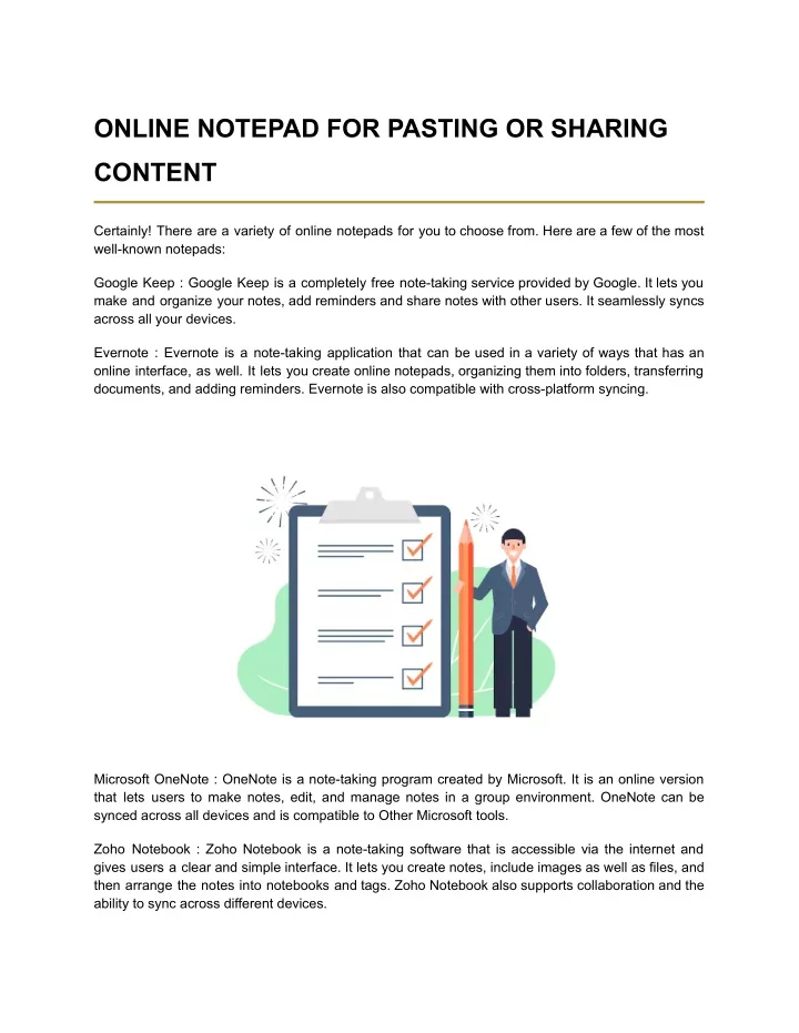 online notepad for pasting or sharing