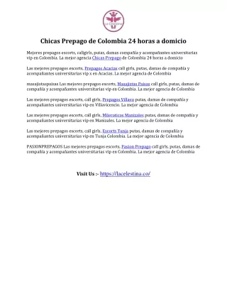 Chicas Prepago de Colombia 24 horas a domicio