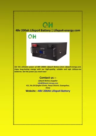 48v 200ah Lifepo4 Battery  Lifepo4 energy com