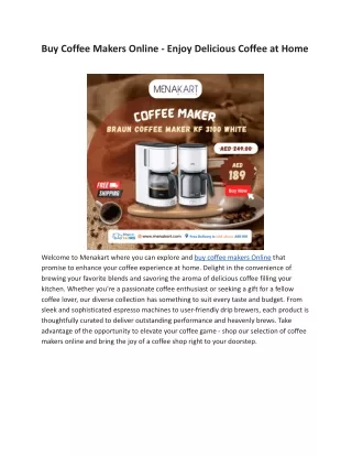 Buy Coffee Makers Online - Enjoy Delicious Coffee at Home