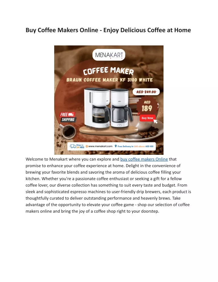 buy coffee makers online enjoy delicious coffee