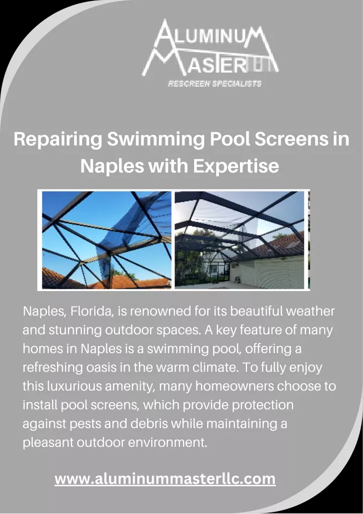 repairing swimming pool screens in naples with