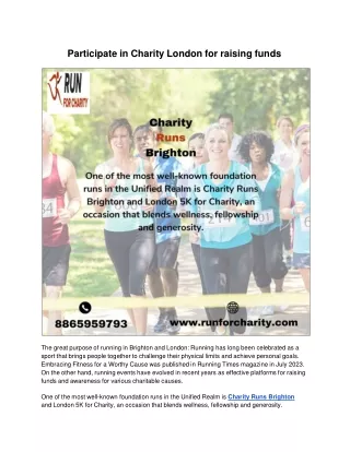 Participate in Charity London for raising funds
