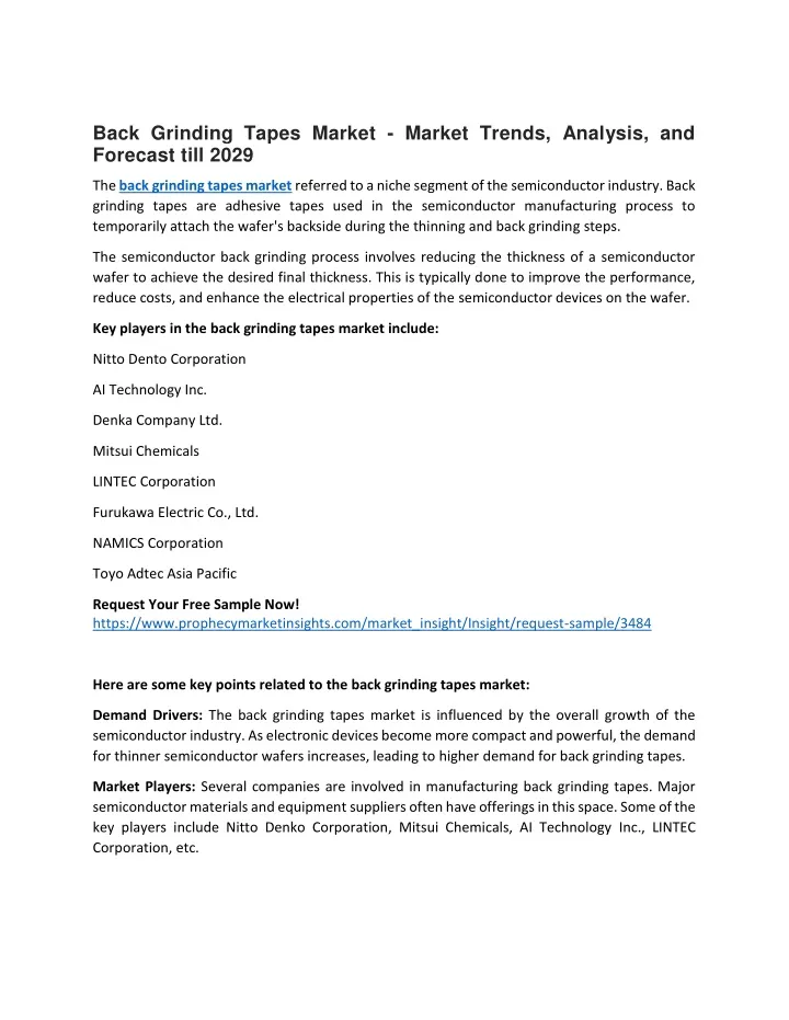 back grinding tapes market market trends analysis