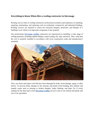 Everything to Know When Hire a roofing contractor in Stevenage.docx