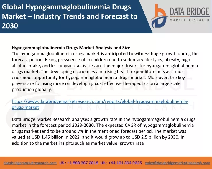 global hypogammaglobulinemia drugs market