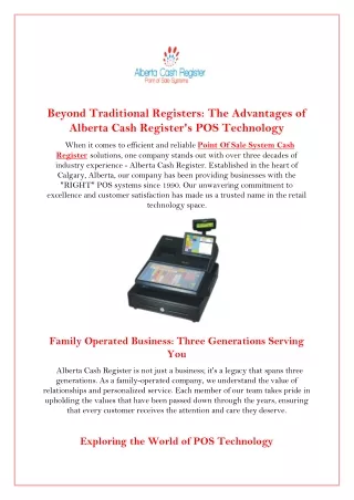 Point Of Sale System Cash Register Alberta Cash register