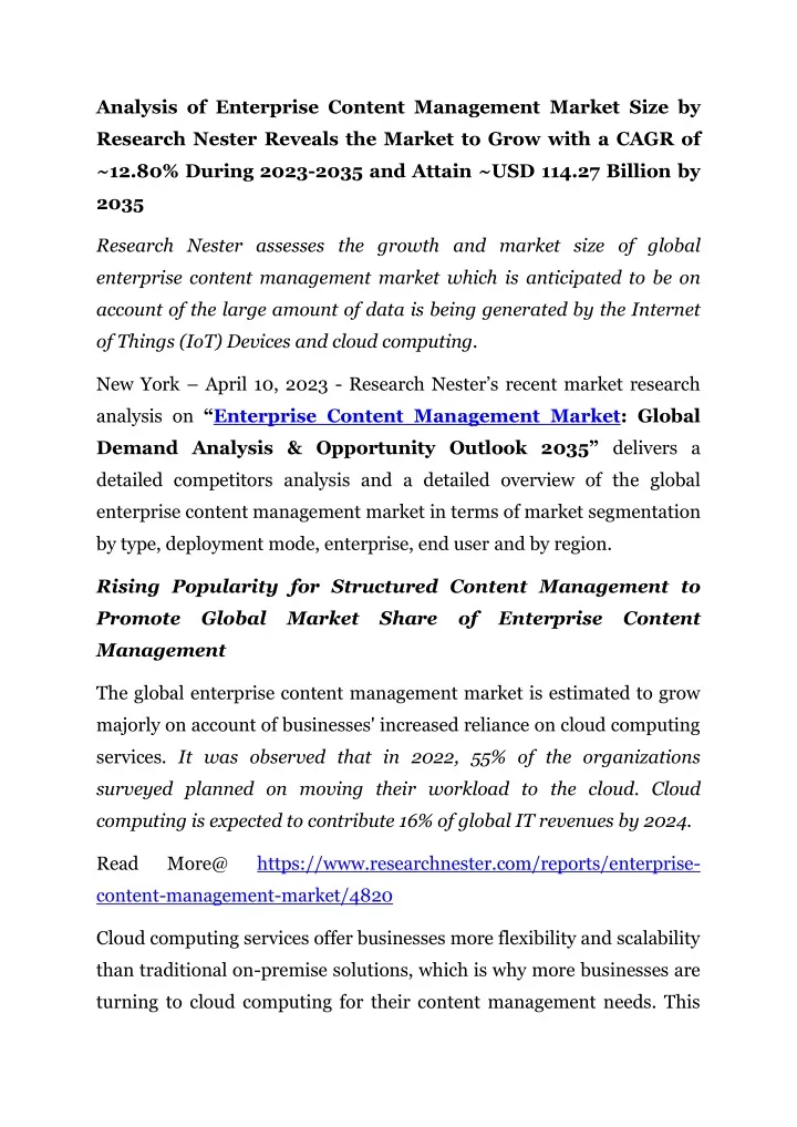 analysis of enterprise content management market