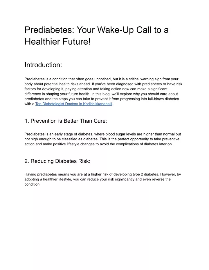 prediabetes your wake up call to a healthier