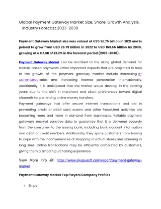 global payment gateway market size share growth