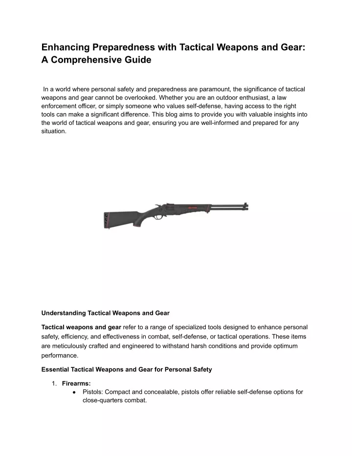 enhancing preparedness with tactical weapons