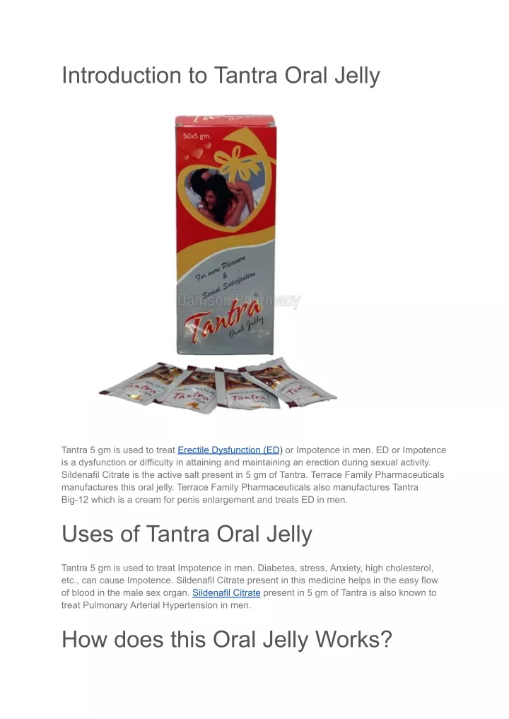 introduction to tantra oral jelly