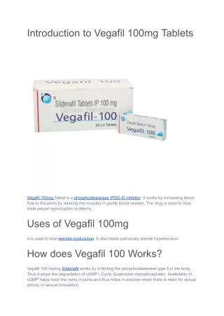 Vegafil 100mg Tablets