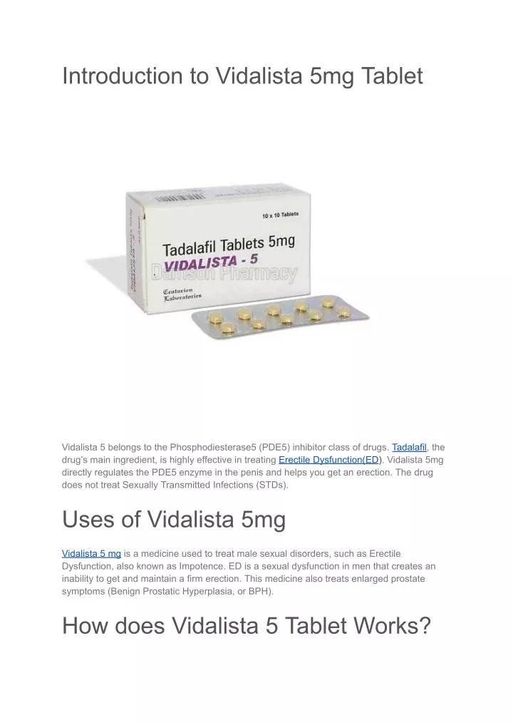 introduction to vidalista 5mg tablet
