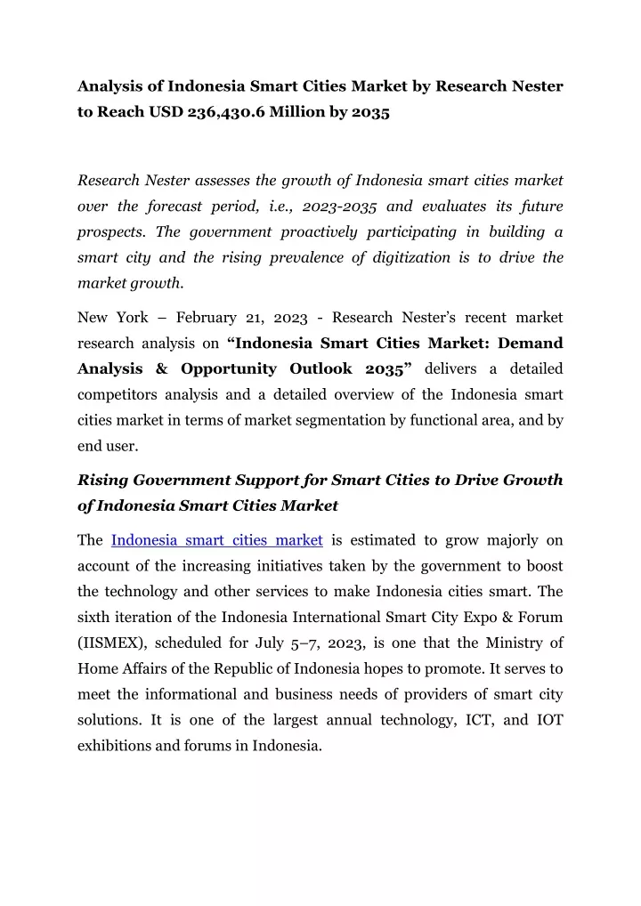 analysis of indonesia smart cities market