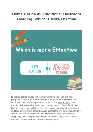 Home tuition vs traditional classroom learning