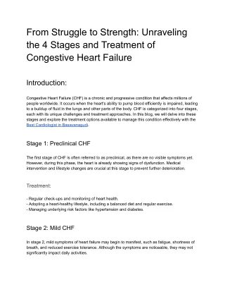 From Struggle to Strength_ Unraveling the 4 Stages and Treatment of Congestive Heart Failure