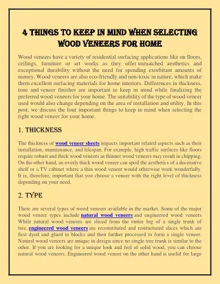 4 Things to Keep in Mind When Selecting Wood Veneers for Hom12