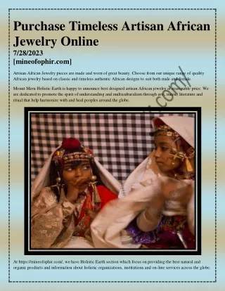 Purchase Timeless Artisan African Jewelry Online