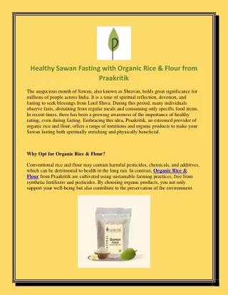 Healthy Sawan Fasting with Organic Rice & Flour from Praakritik