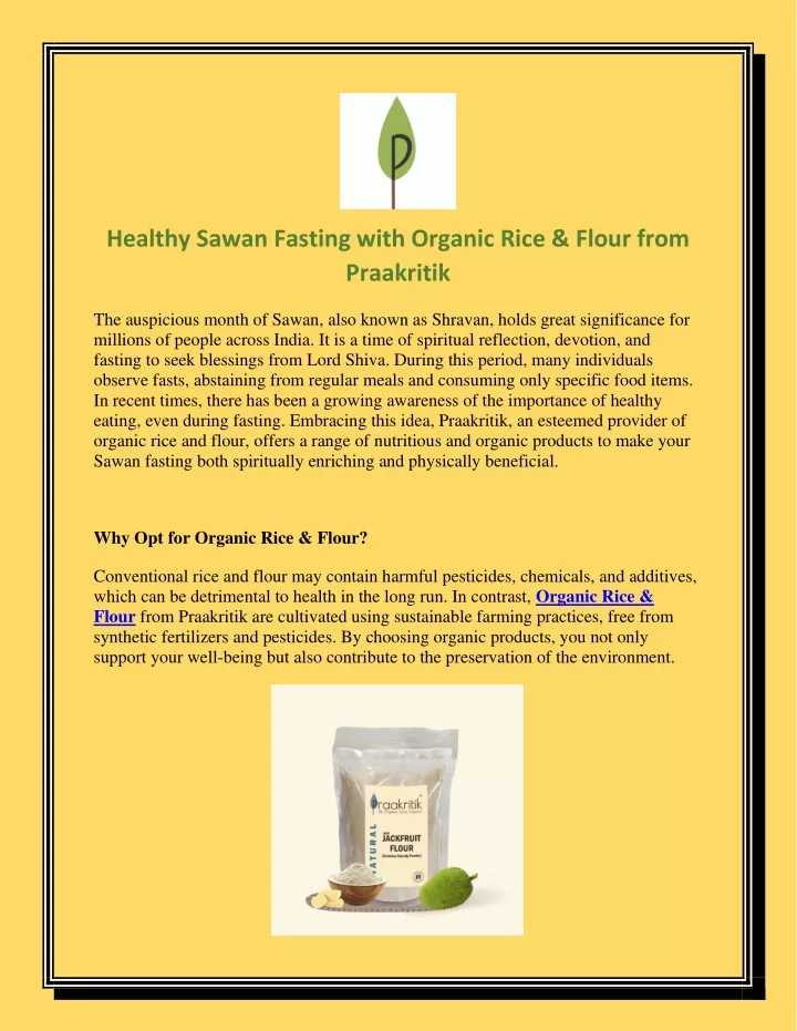 healthy sawan fasting with organic rice flour