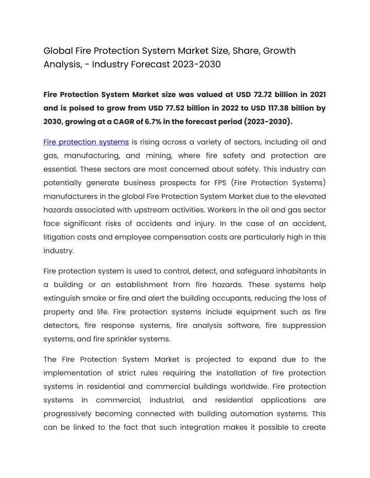 global fire protection system market size share