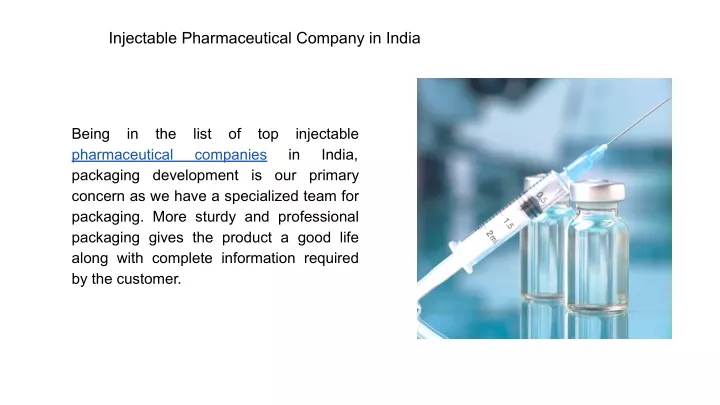 injectable pharmaceutical company in india