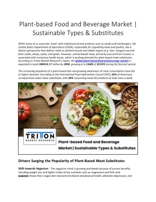 Plant-based Food and Beverage Market | Sustainable Types & Substitutes