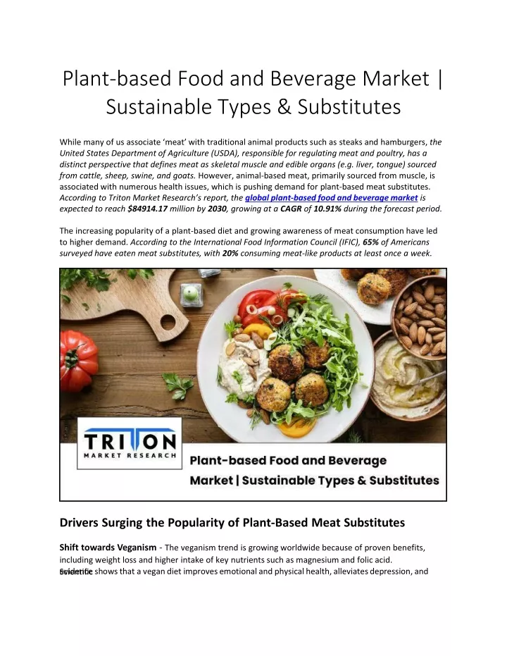plant based food and beverage market sustainable types substitutes