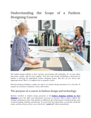 Understanding the Scope of a Fashion Designing Course