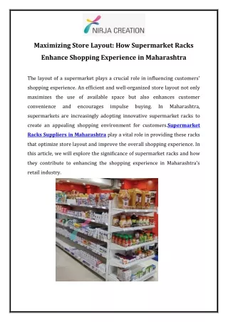 Maximizing Store Layout How Supermarket Racks Enhance Shopping Experience in Maharashtra