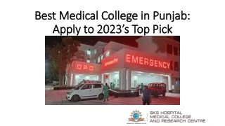 Best Medical College in Punjab Apply to 2023’s Top Pick