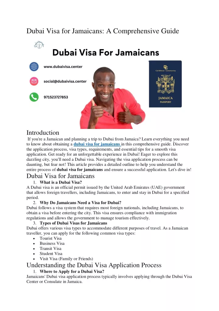 dubai visa for jamaicans a comprehensive guide