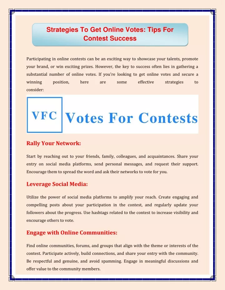 strategies to get online votes tips for contest