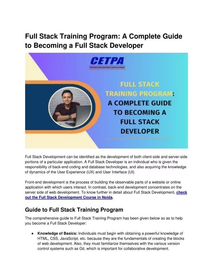 full stack training program a complete guide