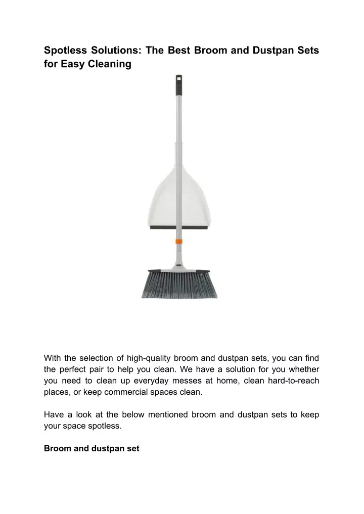 spotless solutions the best broom and dustpan