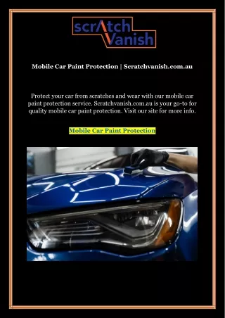 mobile car paint protection scratchvanish com au