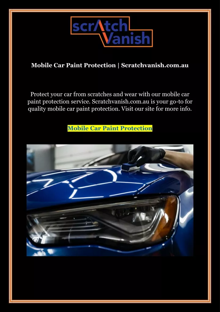 mobile car paint protection scratchvanish com au