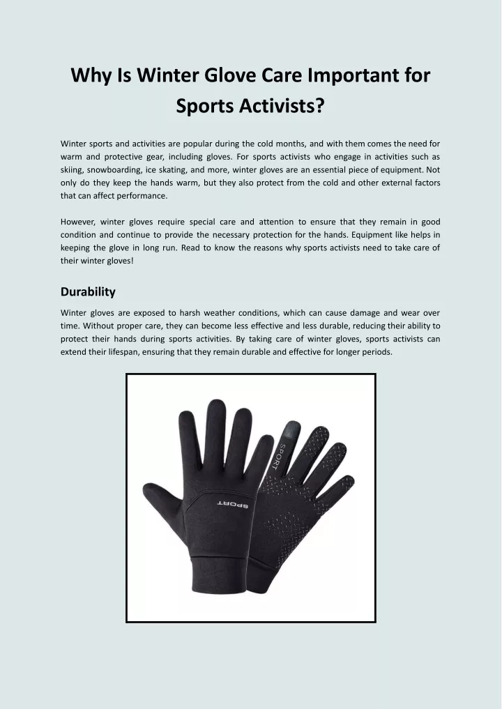 why is winter glove care important for sports