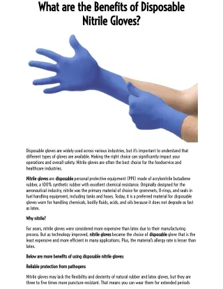 What are the Benefits of Disposable Nitrile Gloves?