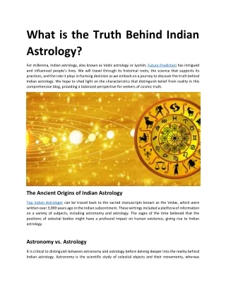 What is the Truth Behind Indian Astrology
