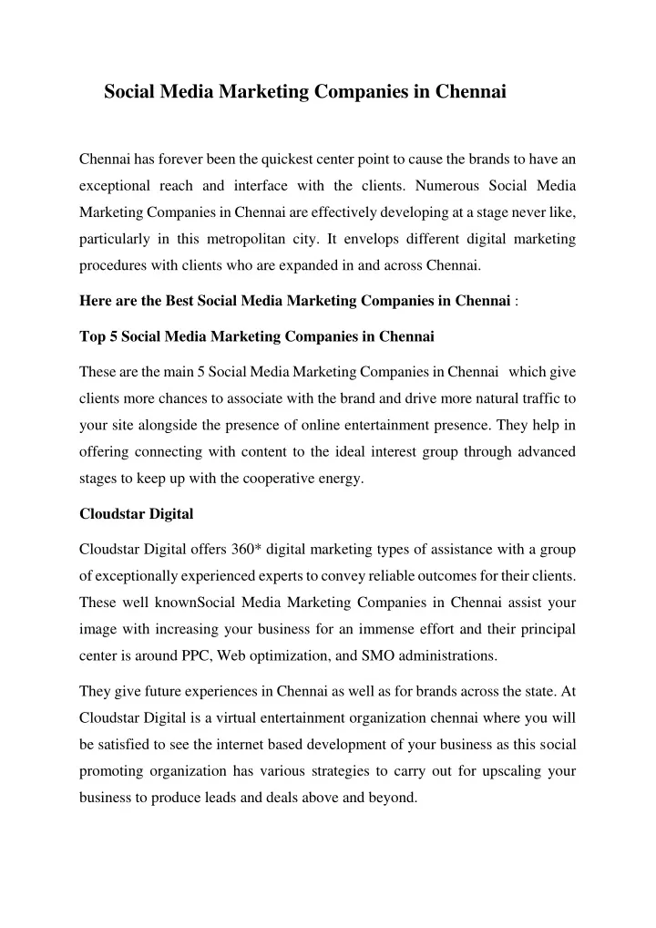 social media marketing companies in chennai