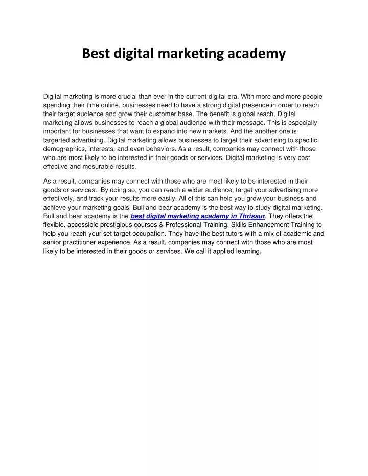 best digital marketing academy
