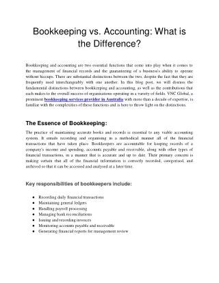 Bookkeeping vs Accounting - What is the difference