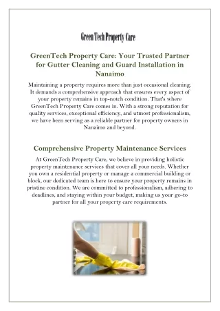 Gutter Cleaning And Guard Installation Nanaimo GreenTech Property Care