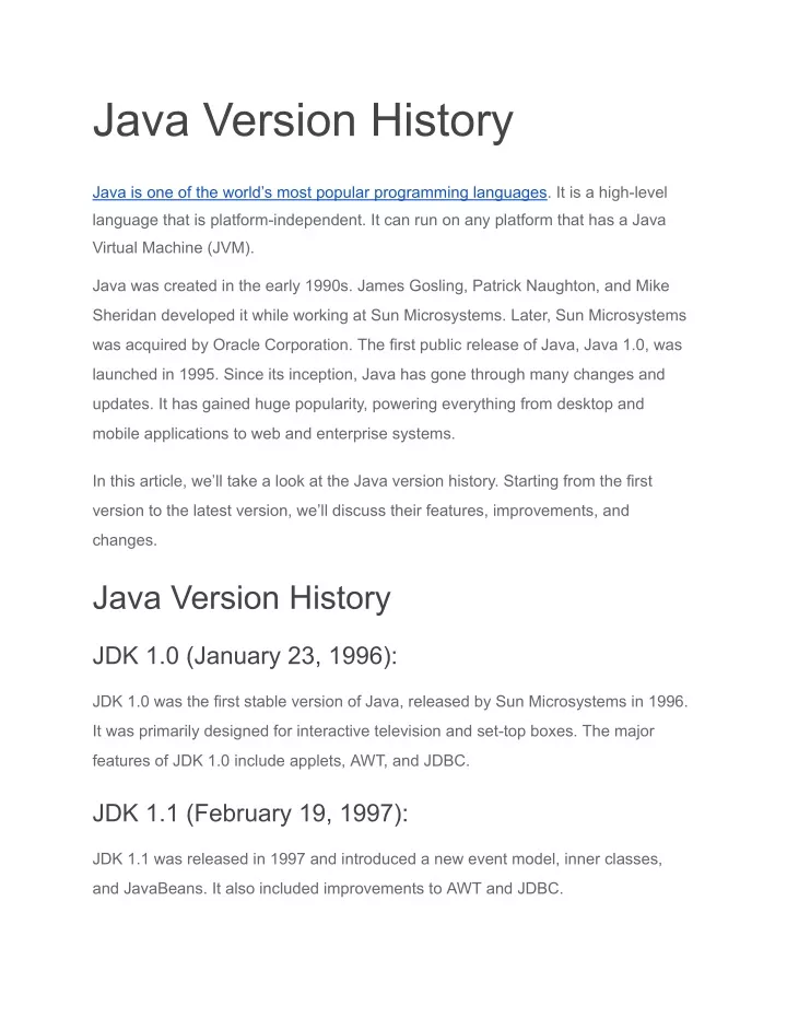 java version history