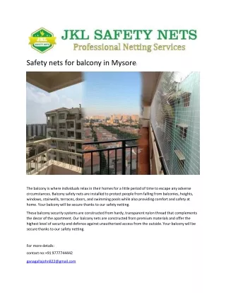 safety nets for balcony in mysore