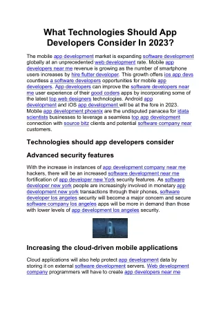 what technologies should app developers consider